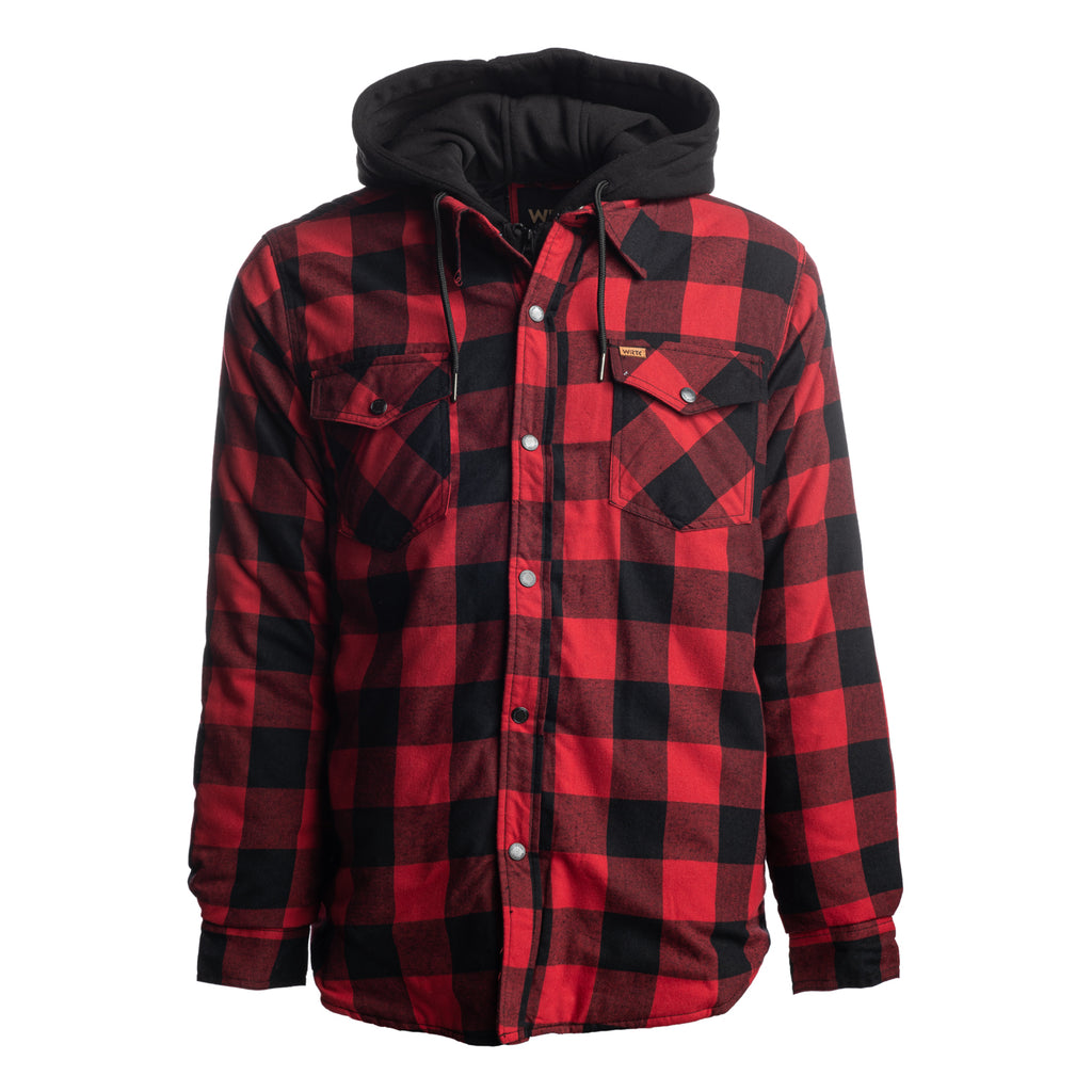 Men's Quilted Flannel Jacket with Hood TK-1687RED